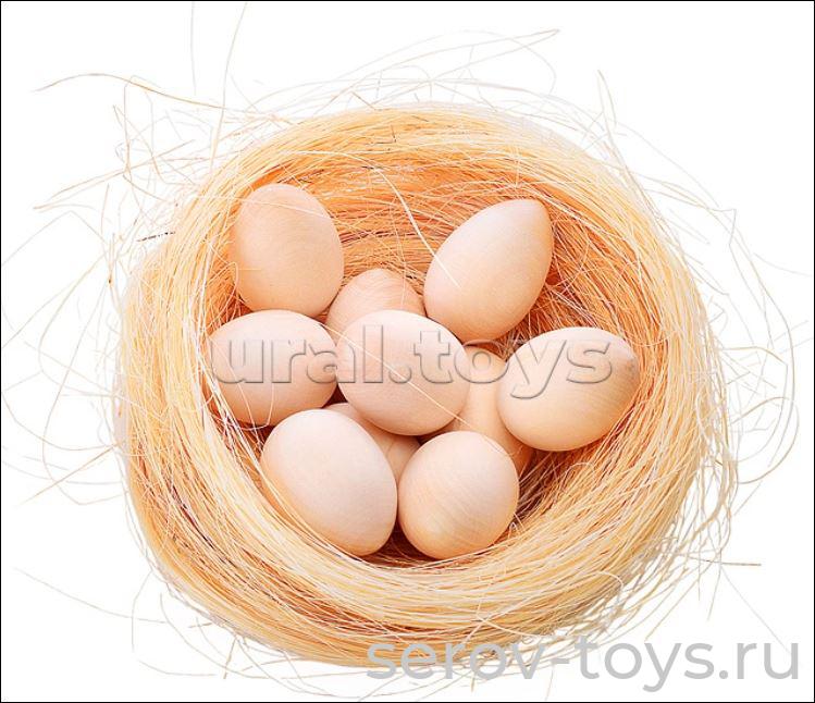 Гнездо с яйцами 10 шт под роспись Д-670 дерево в пак RNToys
