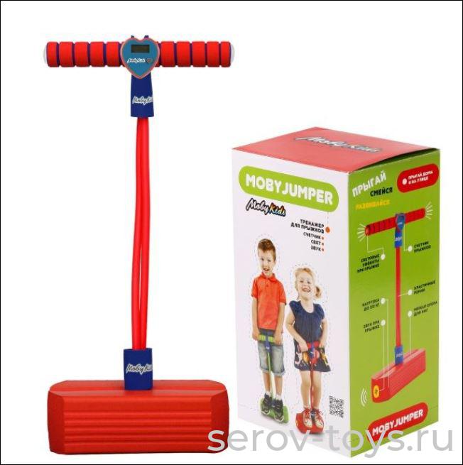 Тренажер для прыжков со счетчиком, звуком и светом  68559 Красный  Moby-Jumper в кор
