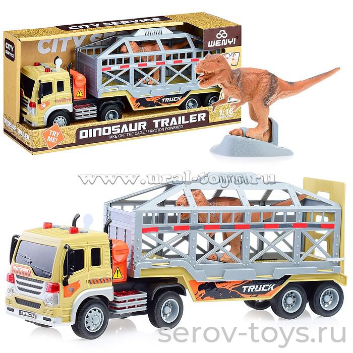 Машина инерц 1:16 WY571L Автовоз с динозавром свет звук Wenyi