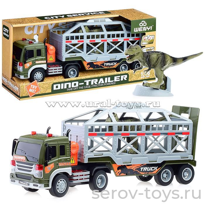 Машина инерц 1:16 WY571K Автовоз с динозавром свет звук Wenyi