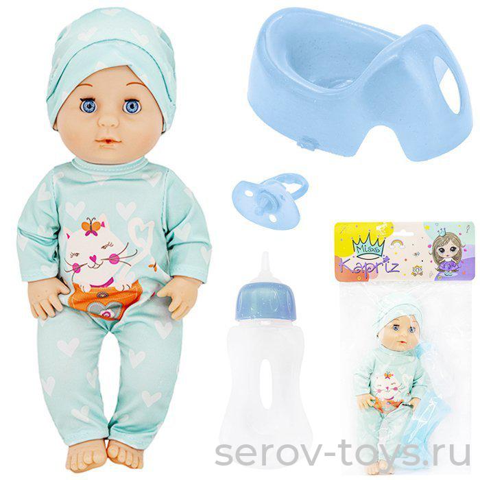 Пупс 1929K-JYSYL 30 см в комбинезоне писает в горшок в пак Miss Kapriz