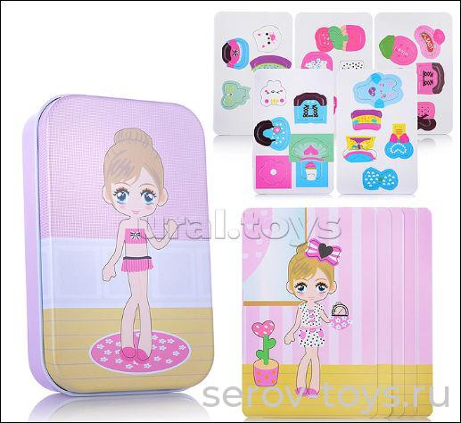 Пазл Куколка 22310 магнитный с карточками в металл пенале Prime