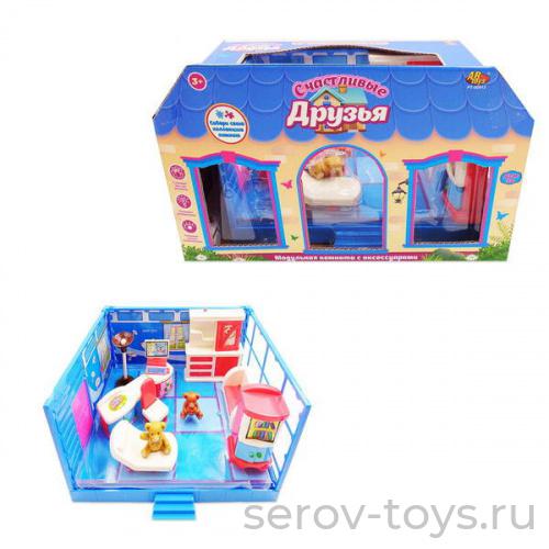 Модульная комната 00913PT Детская с мебелью и фигурками 10 предм Счастливые друзья