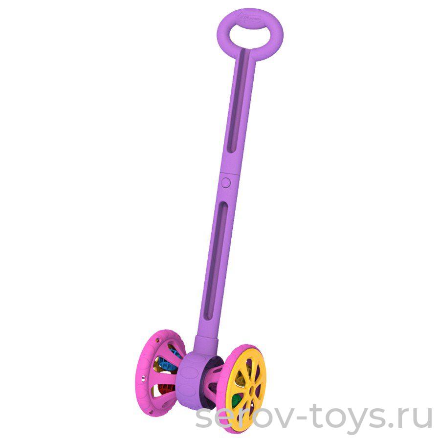 Каталка Весёлые колёсики с шариками фиолетово-розовая 760 Норд