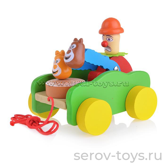 Каталка Клоун с барабаном 1969-12/D0196-1 Щепочка