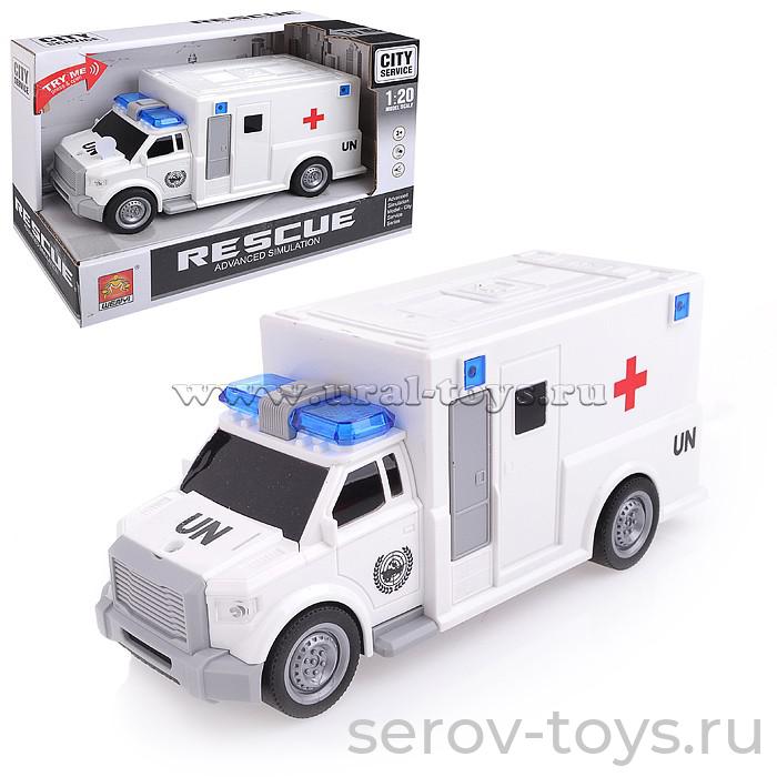 Машина инерц 1:20 WY670C Скорая помощь свет звук Wenyi