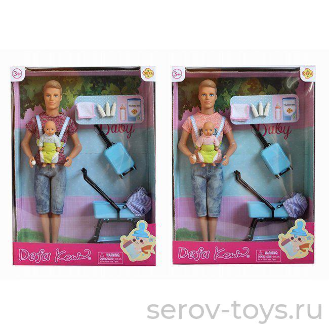 Кукла Дефа Кен 8369 с ребёнком и коляской в кор.