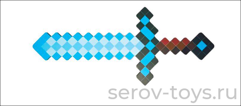 Меч Пиксельный ледяной ЯИГ-251 деревянный в пак ЯиГрушка