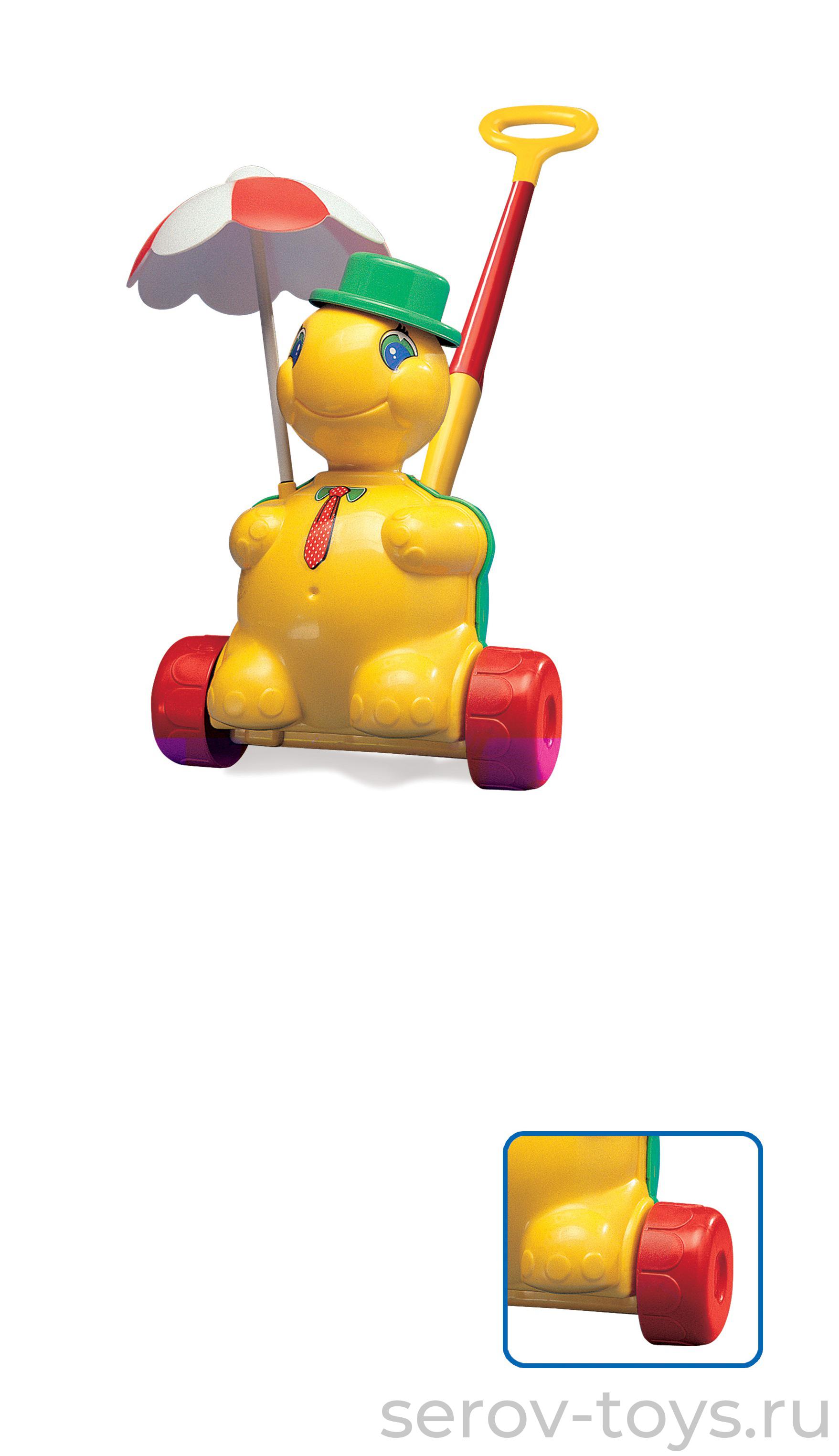 Каталка Черепашка Тортила с ручкой 3637 ПОЛЕСЬЕ