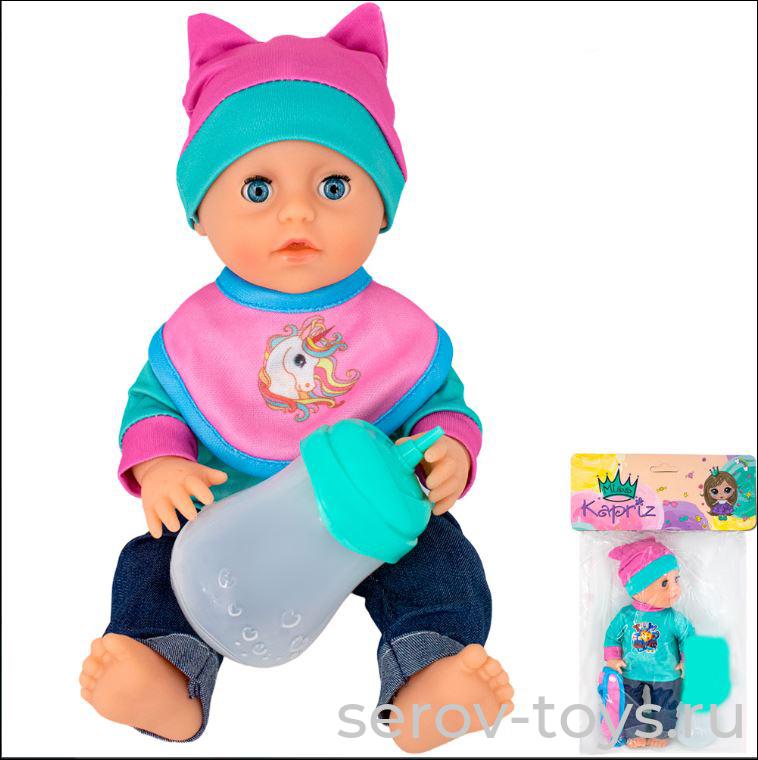 Пупс MK2208K-25A со слюнявчиком 27см в пак Miss Kapriz