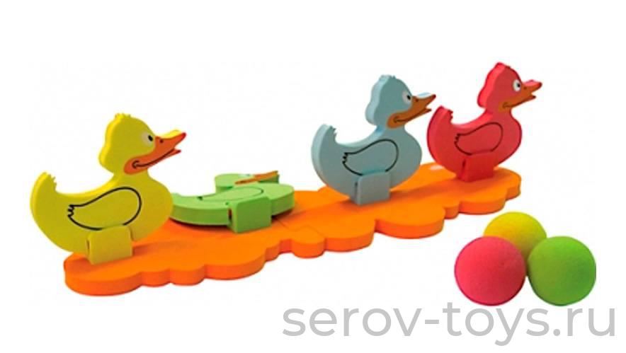 Игра 64008 на ловкость Сбей утенка (основа, 4 утенка, 4 мяча)