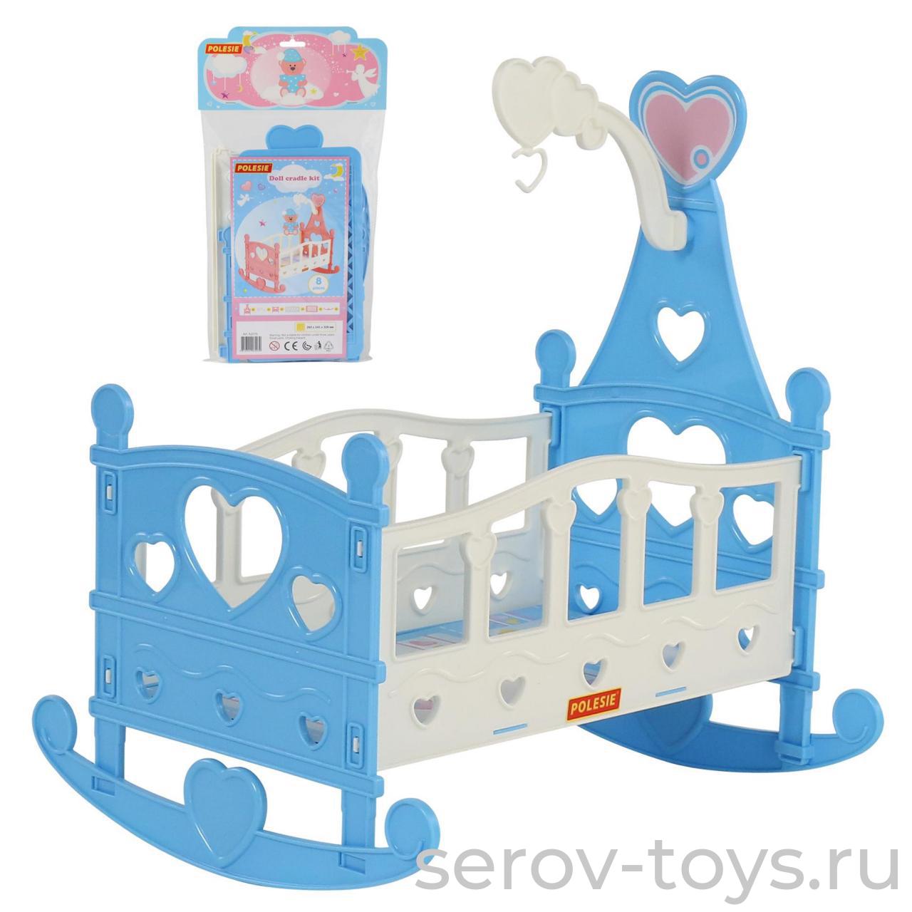 Кроватка для кукол 62079 сборная качалка №3 (8 элементов) в пакете ПОЛЕСЬЕ