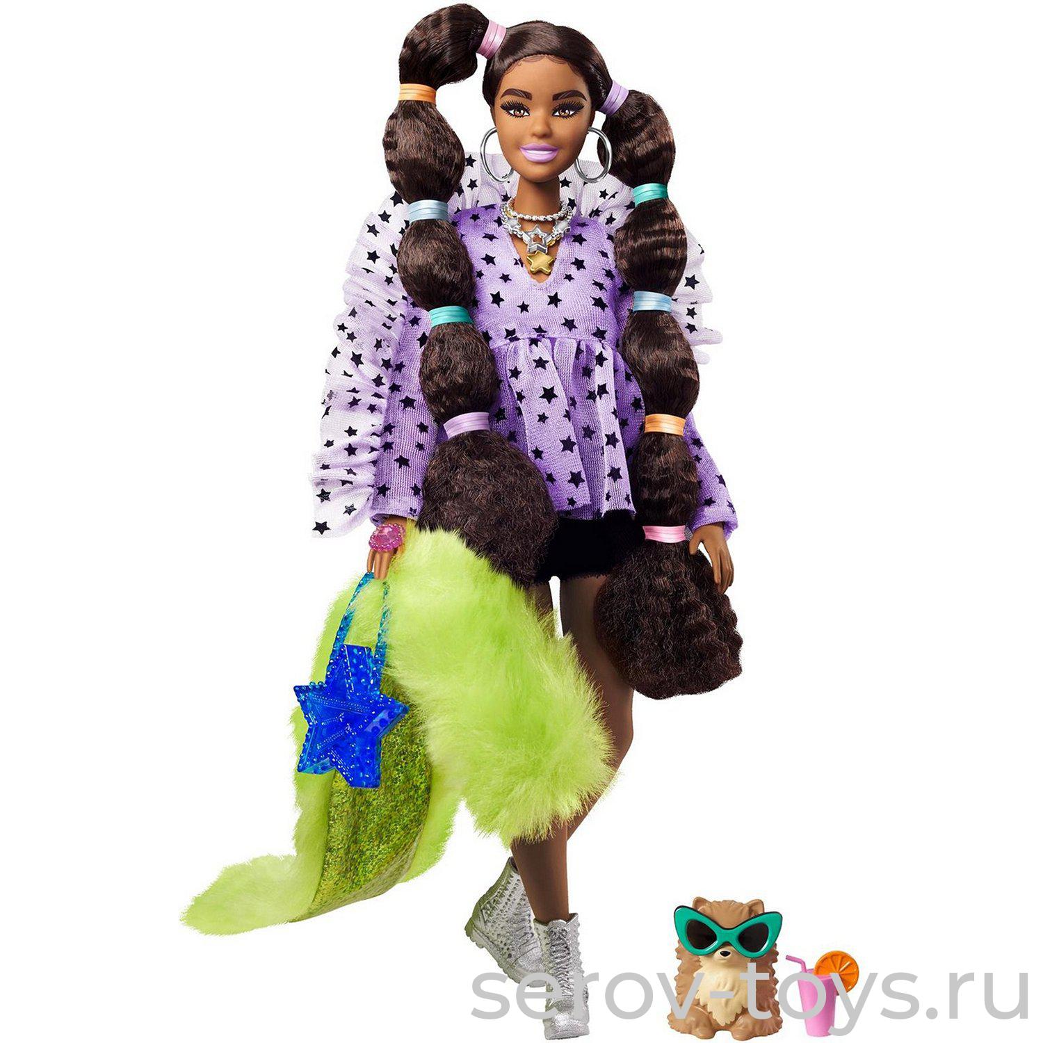 Barbie Кукла Экстра GXF10 с переплетенными резинками хвостиками