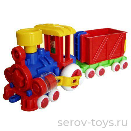 Паровозик Ромашка С-118-Ф с одним вагоном Детский сад