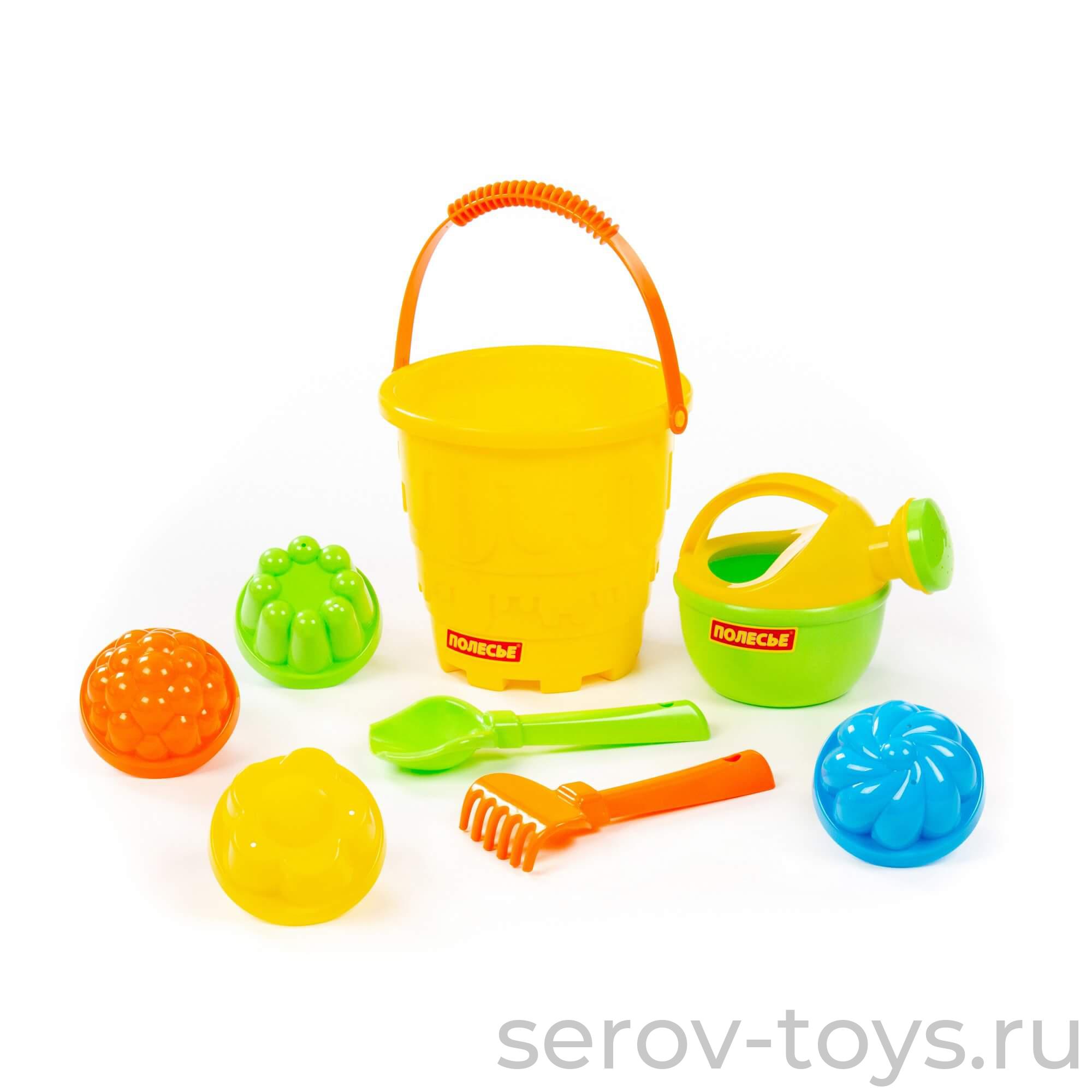 Песочный набор № 521 Ведро, формочки, лейка, совок и грабли 51745 ПОЛЕСЬЕ