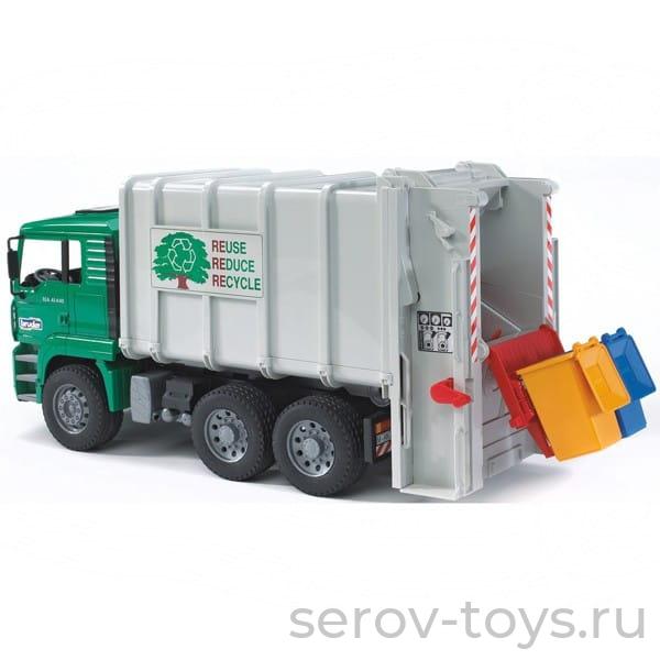 Мусоровоз 02-764 MAN белый кузов,кабина зеленая