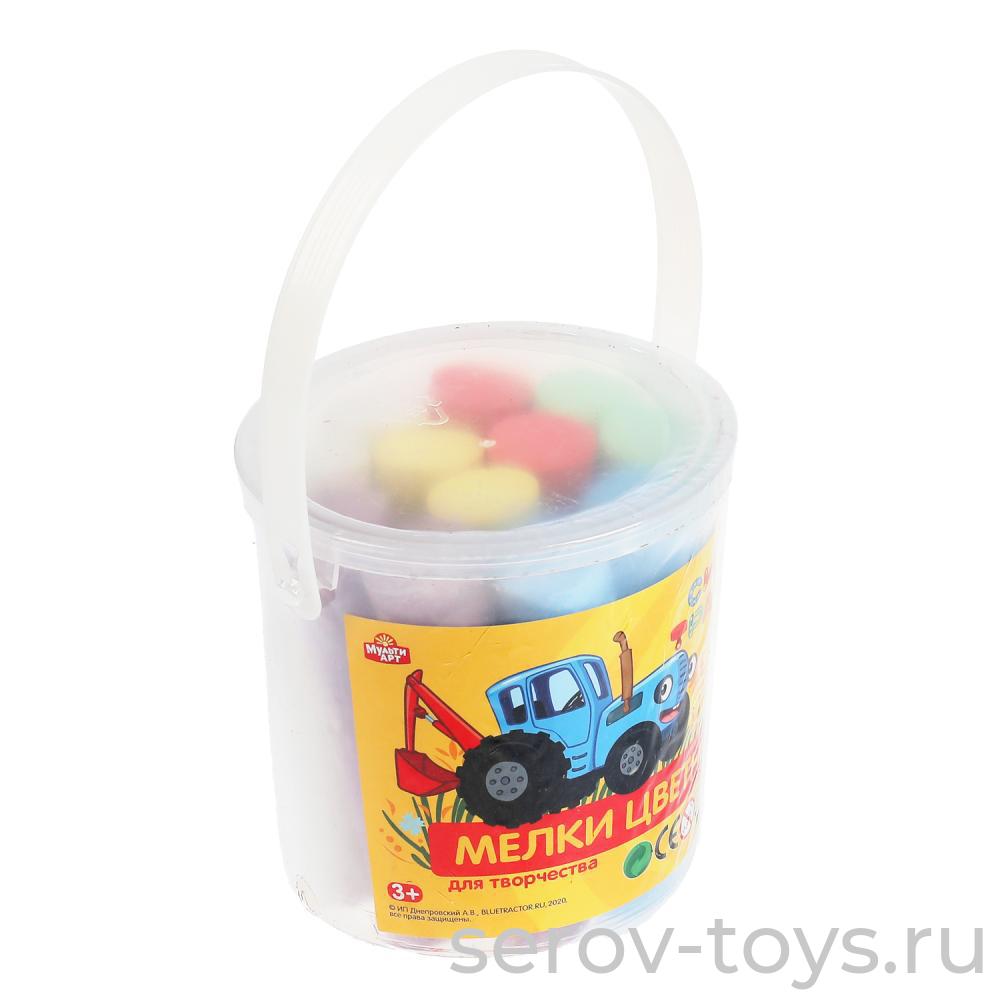 Мелки цветные Синий трактор MELBUCKET12-STR 6 цветов в ведре Мульти Арт