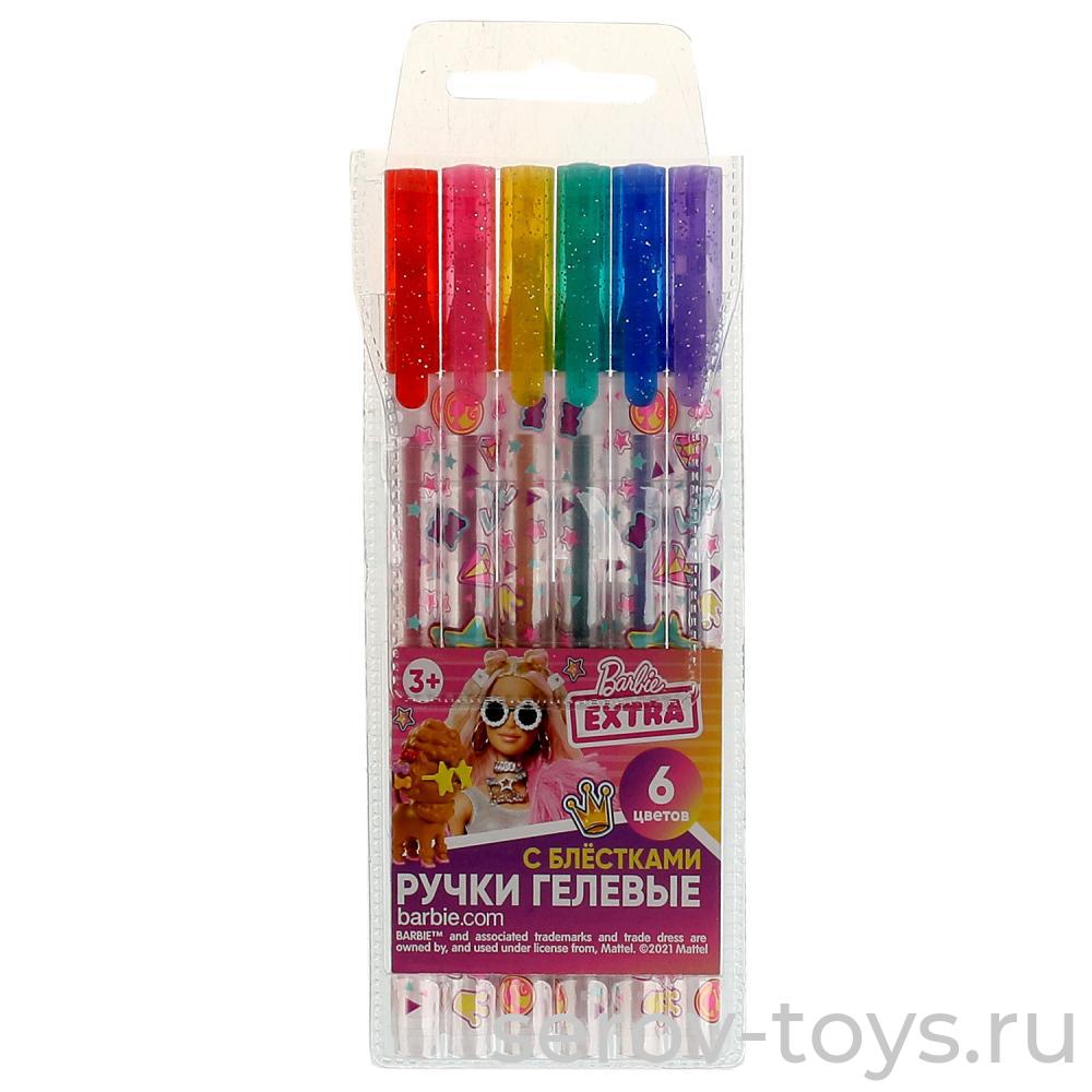 Ручки гелевые Барби GPG-65319-BRB Barbie Extra с блестками 6 цветов Умка