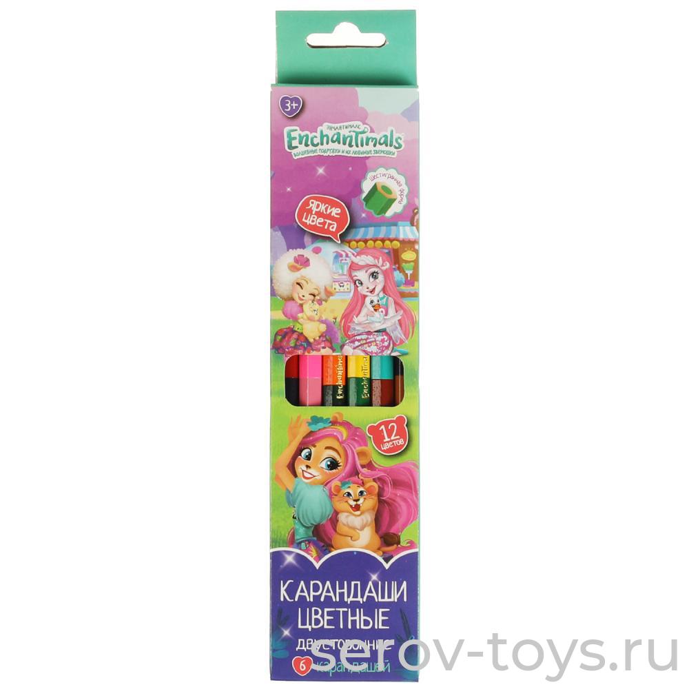 Карандаши цветные CPD6-66902-ENCH Энчантималс двусторонние 12 цветов в кор Умка