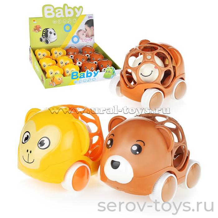 Машинка-зверюшки 2851-3 Обезьянка и мишка в кор 12шт