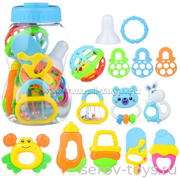 Набор погремушек и прорезывателей 512-1 12 шт в бутылке Baby Toys