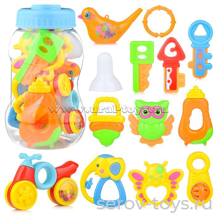 Набор погремушек и прорезывателей 512-5 10 шт в бутылке Baby Toys