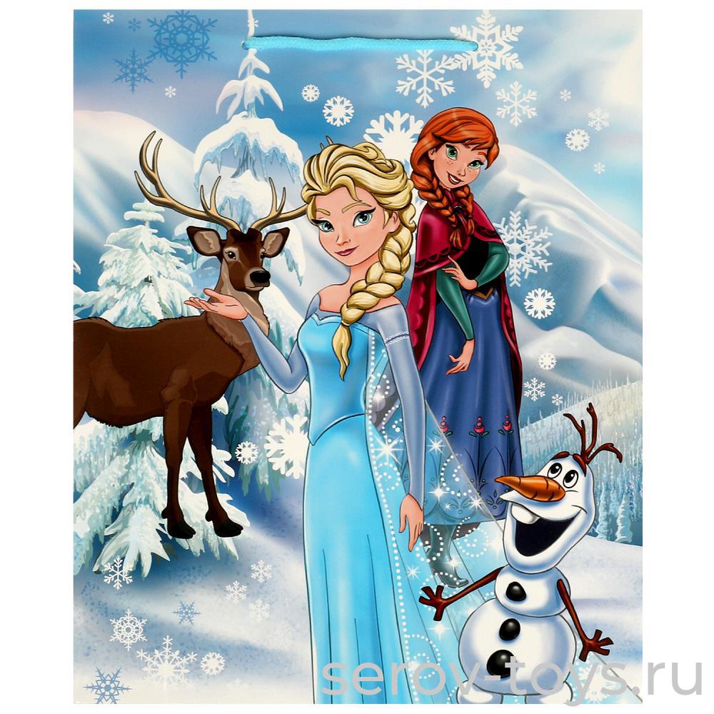 Пакет подарочный L Холодное сердце 26*32*14см глянцевый Чудо праздник