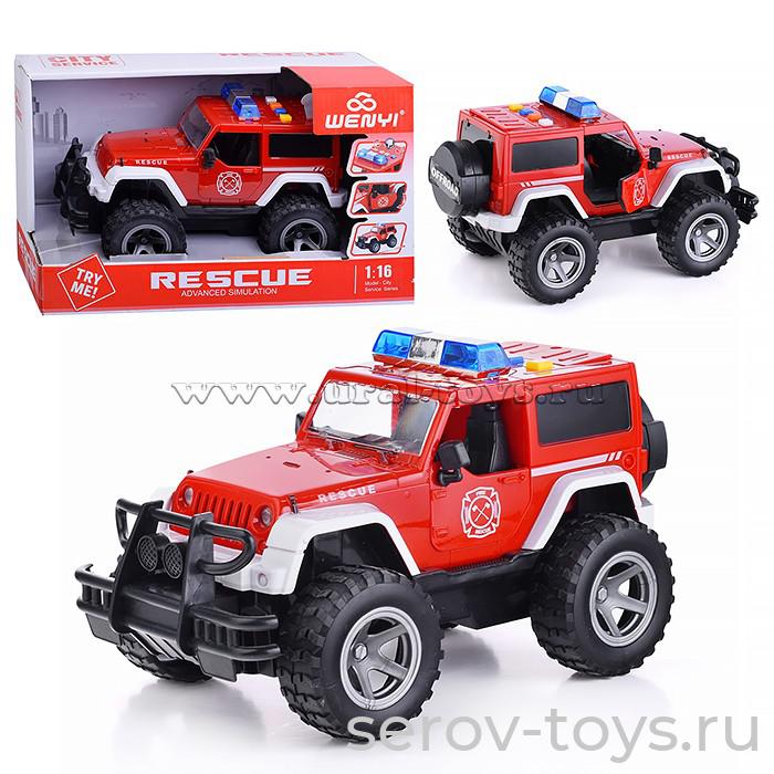 Машина инерц 1:16 WY392B Джип Пожарный свет звук Wenyi (УЦЕНКА 20% сломана желтая кнопка)