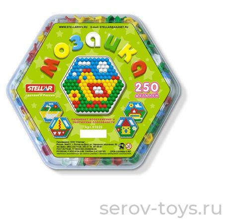 Мозаика 01020 13мм. 250шт шестигран.в пластм.кор  Стеллар