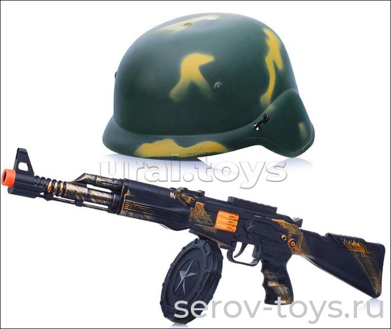 Автомат Военный с каской 566T-3 трещетка в пак