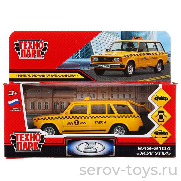 Модель Технопарк ВАЗ 2104 Жигули 2104-12TAX-YE Такси в кор