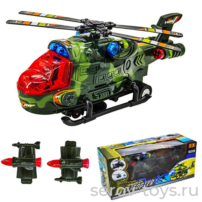 Вертолет 6288ВF Военный свет звук на бат в кор