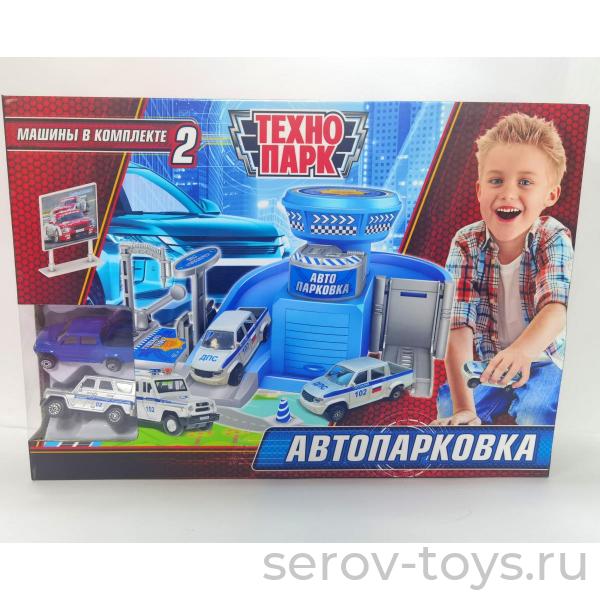 Автопарковка Технопарк 2103I143-R Полиция + 2 машинки в кор