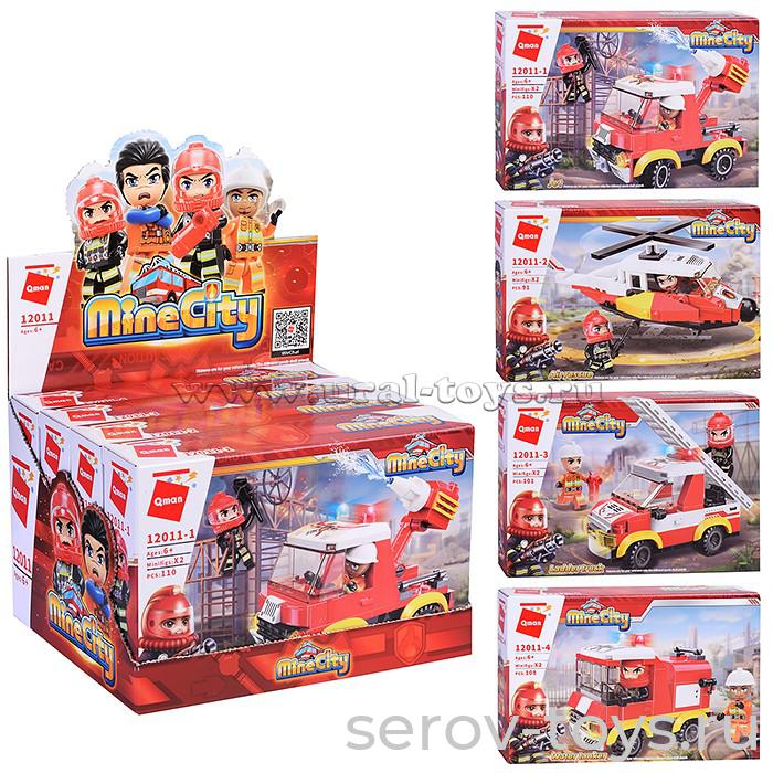 Конструктор Qman 12011 Пожарные шоубокс 4шт