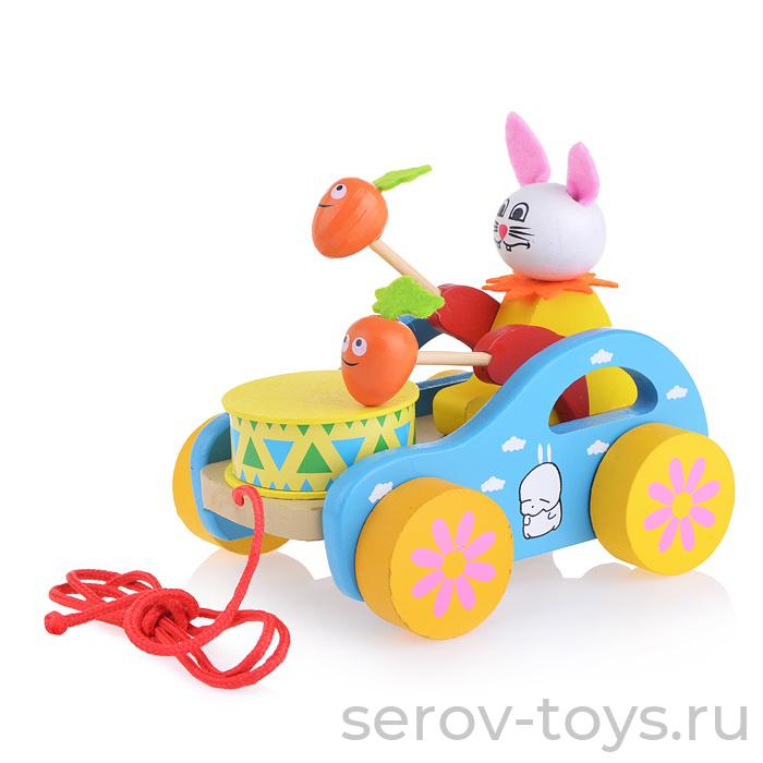 Каталка Заяц с барабаном D0196-3 Щепочка