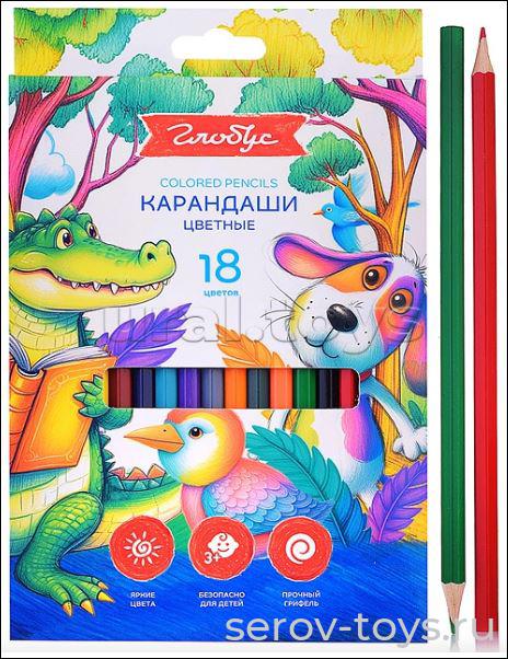 Карандаши цветные КЦ18 18цв в кор Глобус