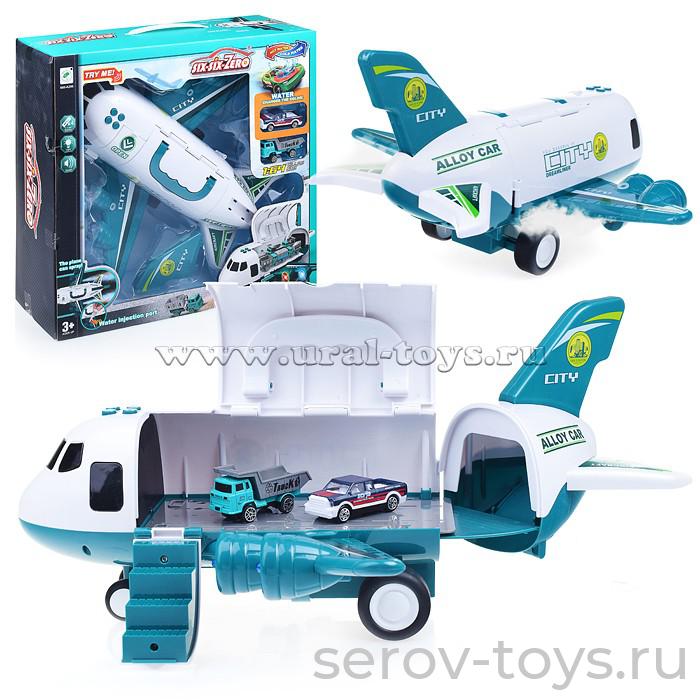 Самолет грузовой 660-А290 Санитарный с машинами ( меняет цвет) с дымом свет звук в кор six-six-Zero