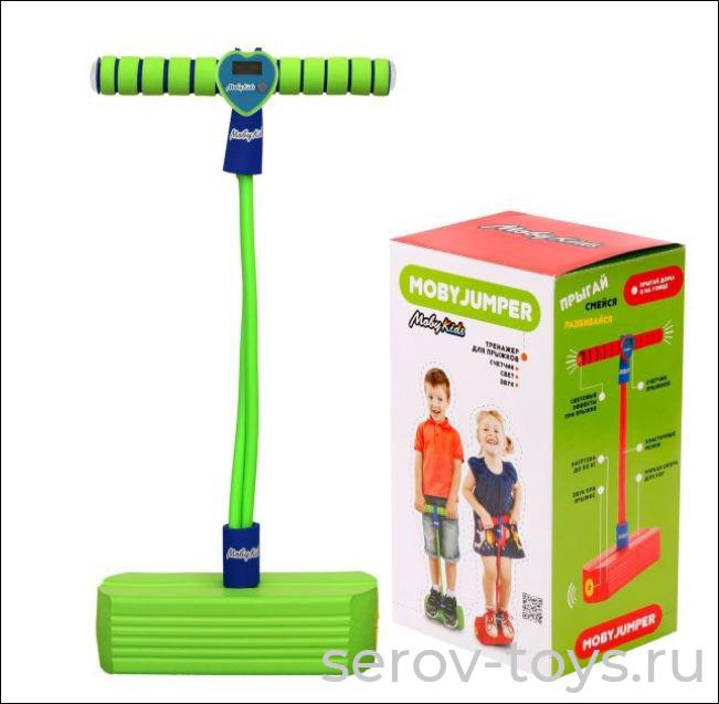 Тренажер для прыжков со счетчиком, звуком и светом 68558 Зеленый Moby-Jumper в кор