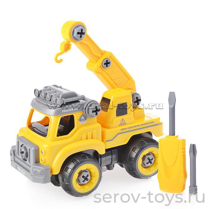 Конструктор-машина 1353 Кран с отверткой, звук,  в пак Городской инженер