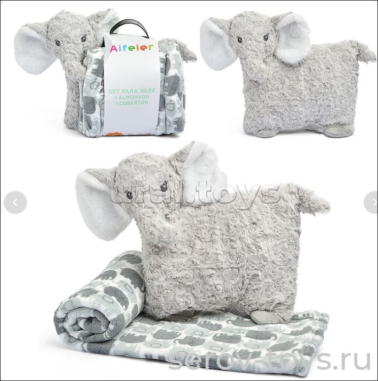Слон-подушка с пледом 00-6835