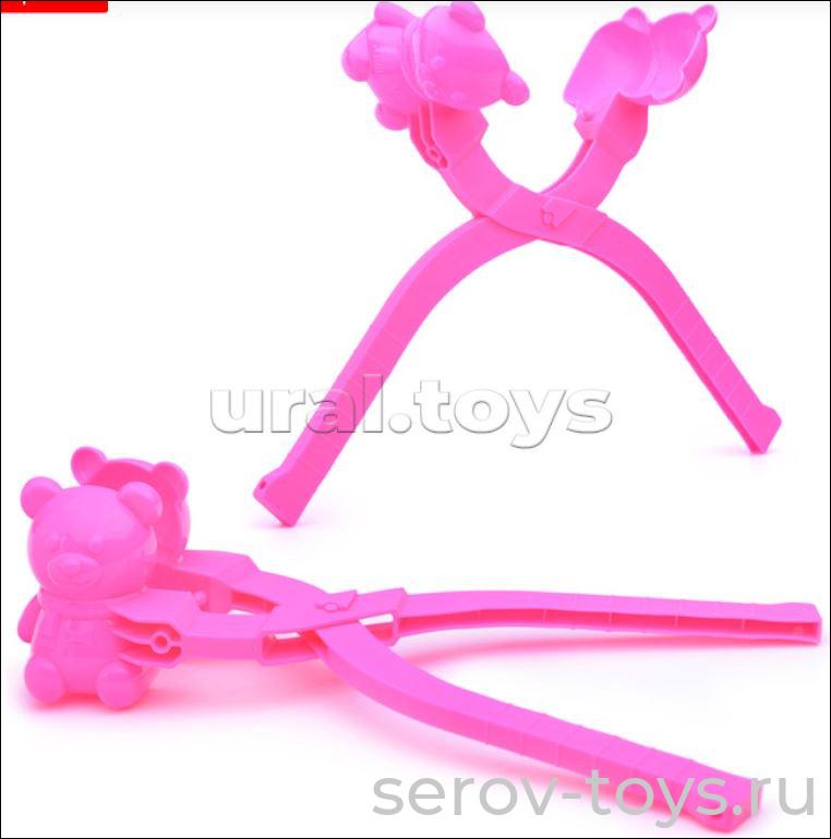 Снежкодел (щипцы для снега) Мишка розовый BSD14 в пак