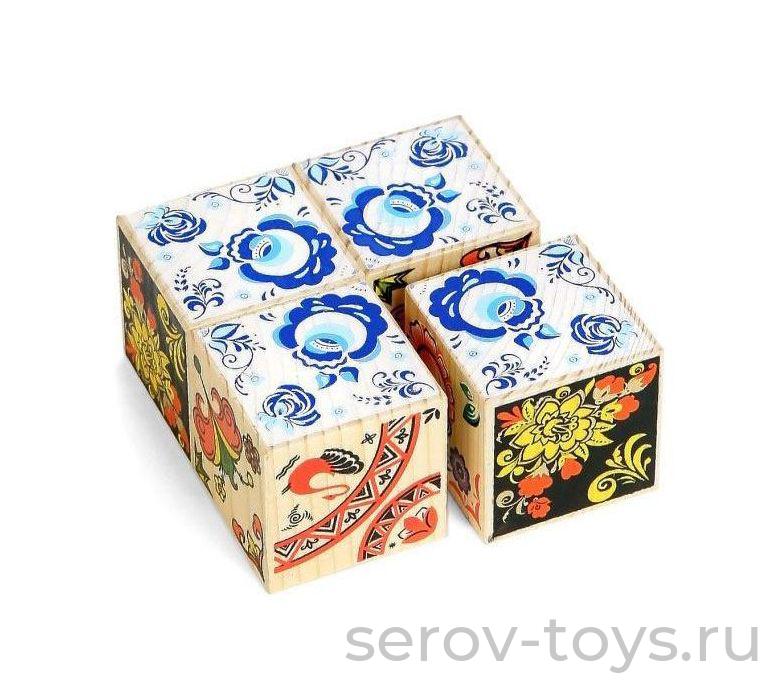 Кубики дер.3333-8 дер. Русские узоры