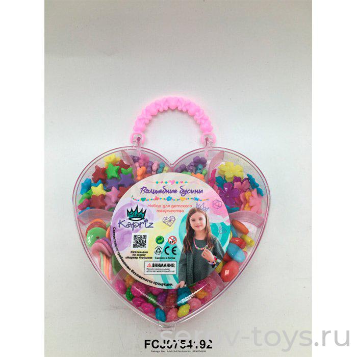 Набор бусин 3005JYSYF Яркие с аксесс 0754192FCJ в футляре Сердечко Miss Kapriz