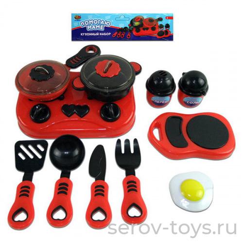 Набор посуды для завтрака 00321 с плитой в пак Помогаю маме