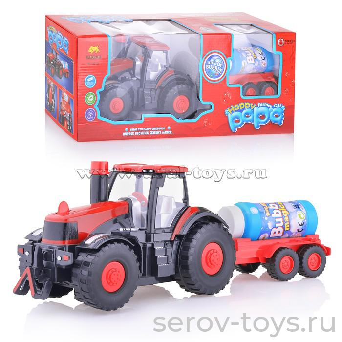 Машина 1518 Трактор, с мыльными пузырями, свет, звук в кор.