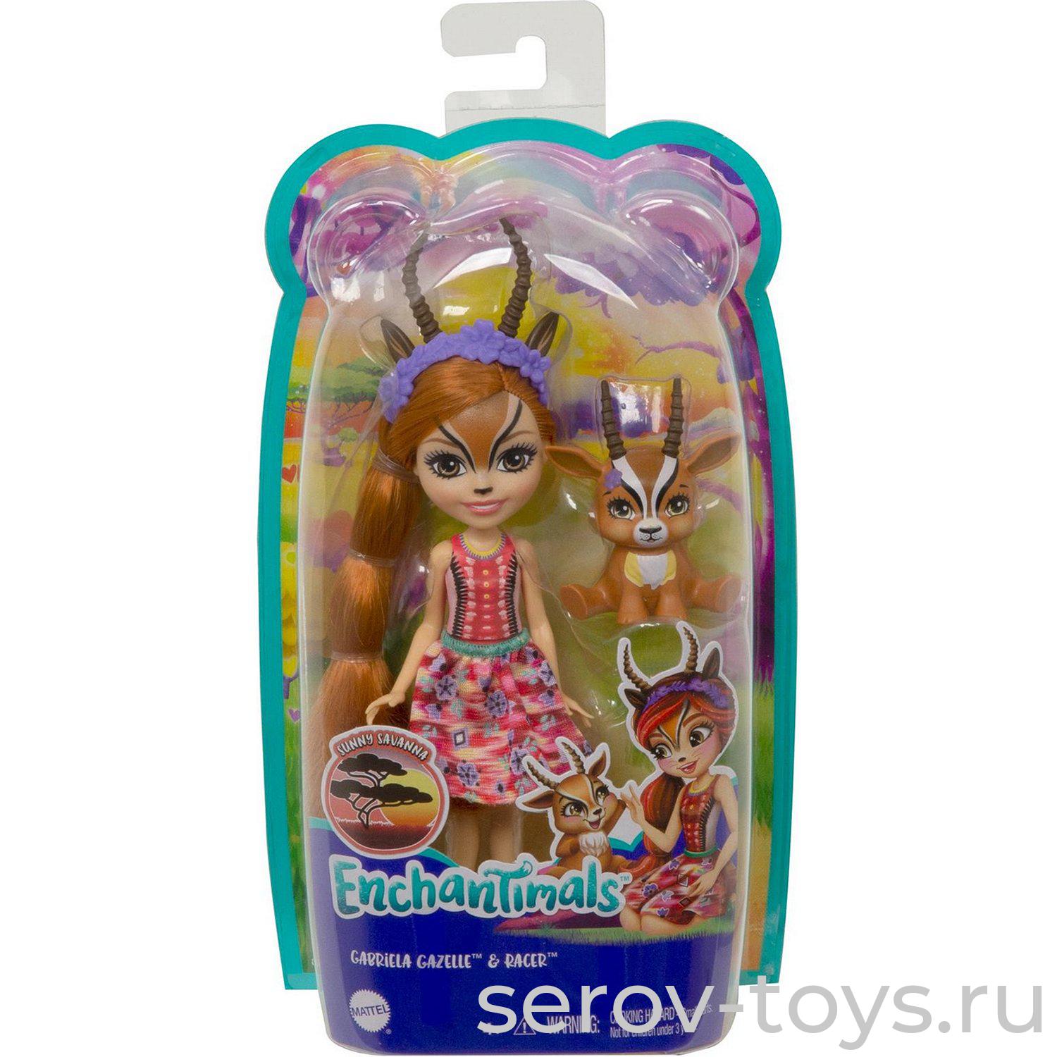 Enchantimals Кукла базовая со зверюшкой FNH22 Габриэла Газелли и Рейсер GTM26