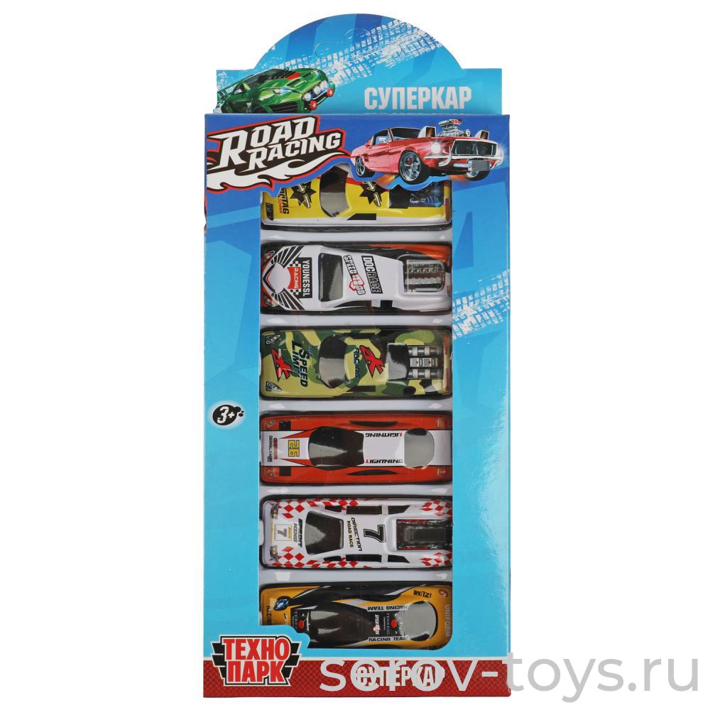 Модель Технопарк RR-SET-177-R Road racing Суперкар 7,5см 6шт в кор
