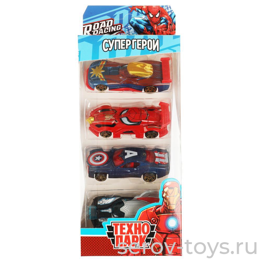 Машина Технопарк RR-SET-0101-R Road Racing Набор супергерои 7,5 см 4шт в кор