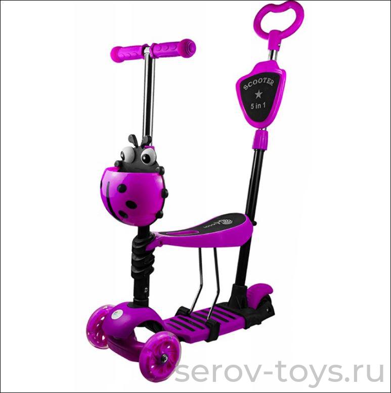 Самокат-каталка MG023D Фиолетовый регулируемая высота ручки 2 колеса впереди свет до 25кг