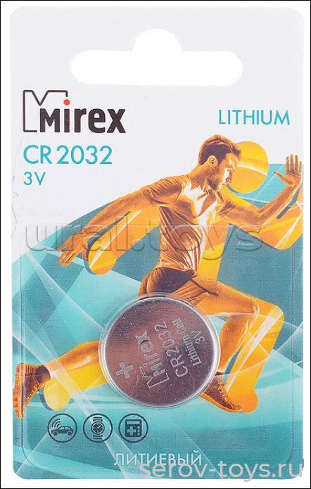 Элемент питания CR2032 Mirex  23702-CR2032-E1 на листе литиевые